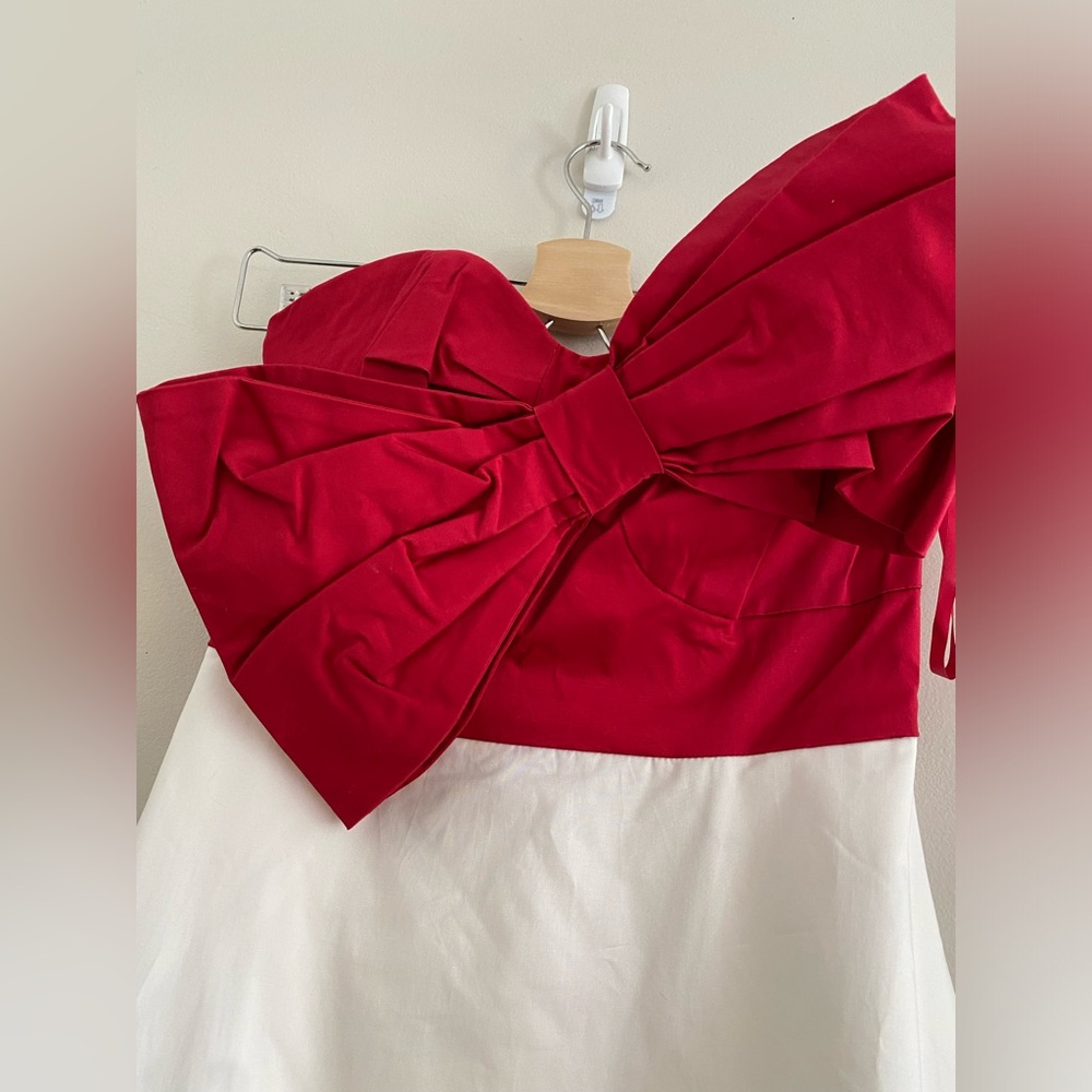 ANTHROPOLOGIE Bow-Tie Maxi Dress size 2 new with tag red white nwt - Picture 10 of 11